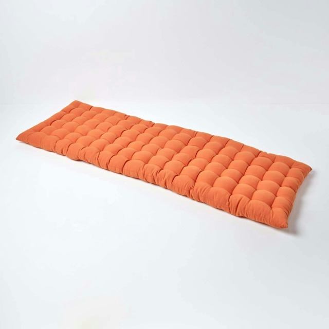 Homescapes Garden Bench Cushion Luxury 3 Seater Cotton Indoor Outdoor Seat Pad Orange 143 x 48 cm 1