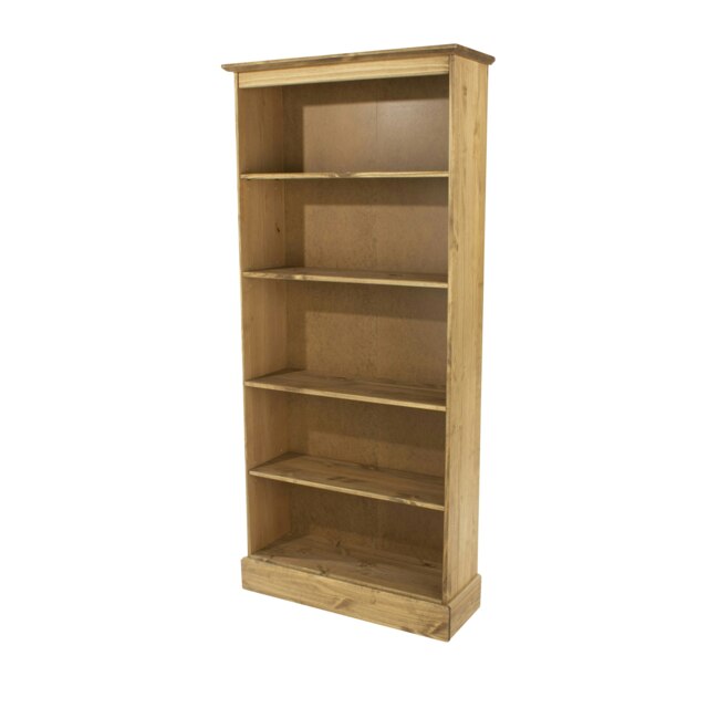 Cotswold Tall 5-Shelf Bookcase - Antique Wax Finish with Pine Construction and Chunky Top Brown Antique Wax One Size 1