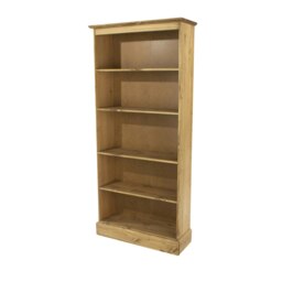 Cotswold Tall 5-Shelf Bookcase - Antique Wax Finish with Pine Construction and Chunky Top Brown Antique Wax One Size 1
