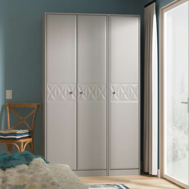 Memphis Tall Triple Wardrobe in Dusk Grey (Ready Assembled) Grey Dusk Grey
