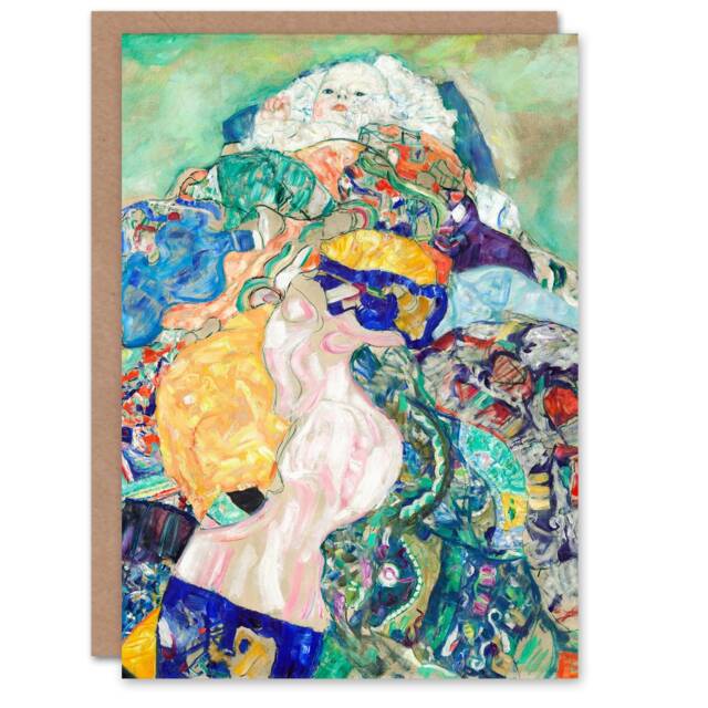 Gustav Klimt Art Card Baby Cradle Colourful Painting