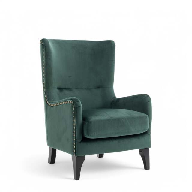 Velvet Bottle Green Segovia Accent Wingback Chair