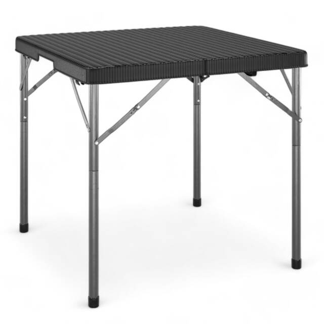 80cm Rattan Effect Square Folding Garden Table - Black