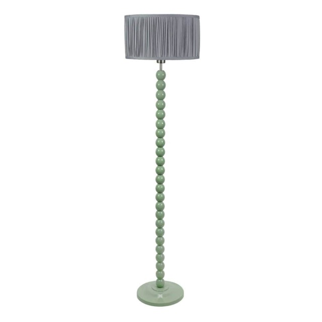 ValueLights Bobbins Sage Green Floor Lamp Pleat Powder Blue Shade Green Blue