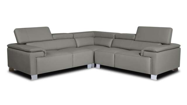 Genuine Leather Grey 2C2 Corner Sofa LIVORNO