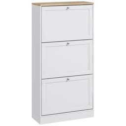 HOMCOM Shoe Cabinet with 3 Flip Drawers, Narrow Shoe Storage Cabinet, Freestanding Slim Shoe Rack for Entryway, Hallway, White