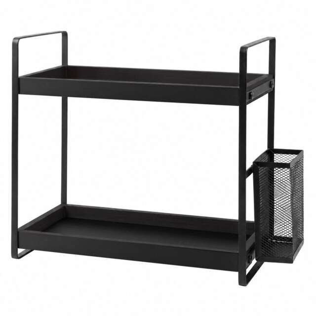 Levede Bathroom Organiser Countertop 2 Tier Perfume Skincare Storage Shelf Black