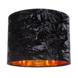 "Modern Black Crushed Velvet 8"" Table/Pendant Lampshade with Shiny Copper Inner Black Black 1"