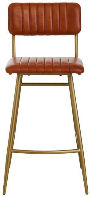 Orsina Tan Leather Bar Chair With Gold Finish Frame