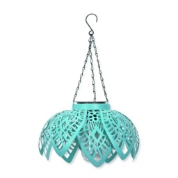 ValueLights Artichoke Solar Power Aqua Colour Pop Hanging Lantern Light Blue