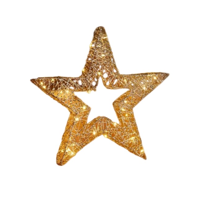 38cm Battery Operated Light up Gold Weave Christmas Weave with Warm White LEDs