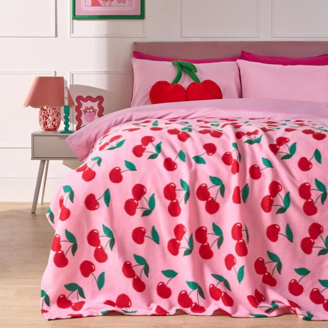 OHS Cherry Polar Fleece Throw Blanket Lightweight Bedspread