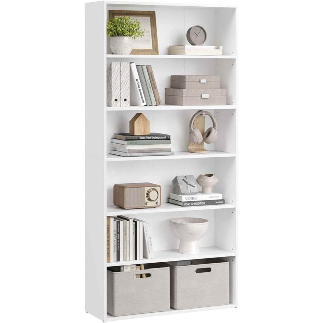 6-Tier Cube Bookcase, Open Display Storage Shelf for Living Room, Bedroom and Home Office, Cloud White