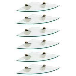 Harbour Housewares Floating Glass Corner Shelf - 30cm - Metallic Brackets - Bathroom Shower Storage Vanity Display Unit Shelf Gold Gold 6