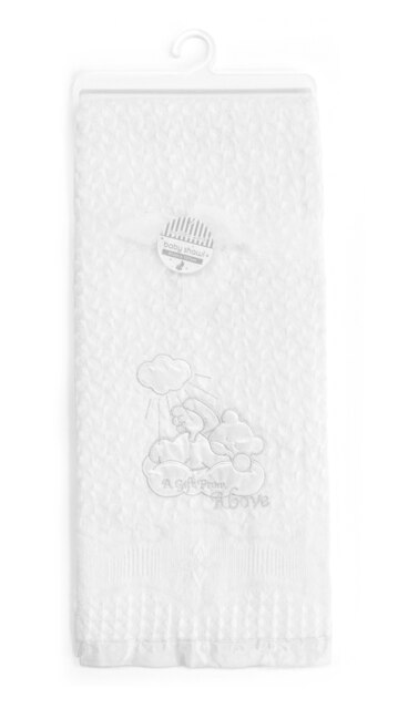 Teddy Gift From Above Baby Shawl - 91cm x 127cm White