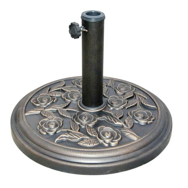 GardenKraft 16860 Heavy Duty Resin Rose Style Parasol Base Bronze
