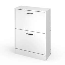 2 Drawer Shoe Cabinet Cupboard Rack Storage Unit Organiser Stand Wooden Holder Multi White 1