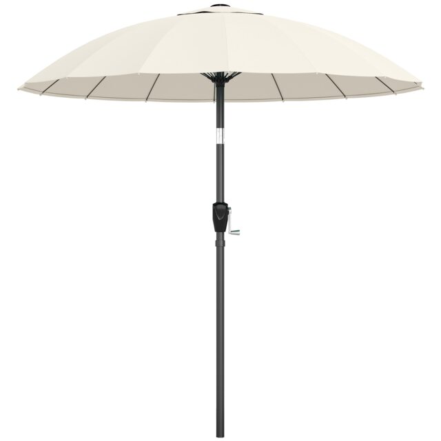 Outsunny 2m Shanghai Garden Parasol Umbrella, Outdoor Sun Shade, Cream White Cream Cream Dia. 203 x 213 cm
