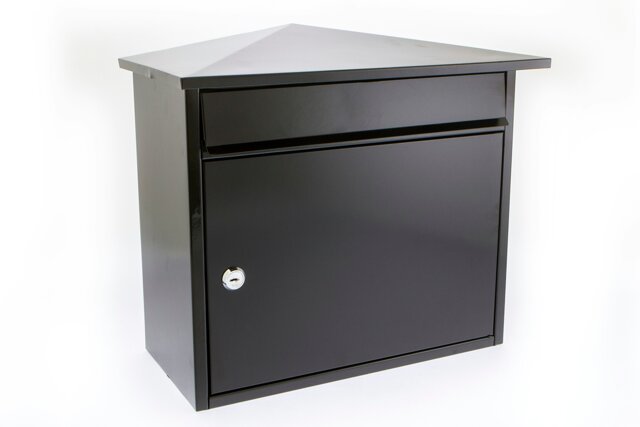 Burg-Wachter Mersey Large Wall Mounted Galvanised Steel Post Box - 36x35x20cm Black