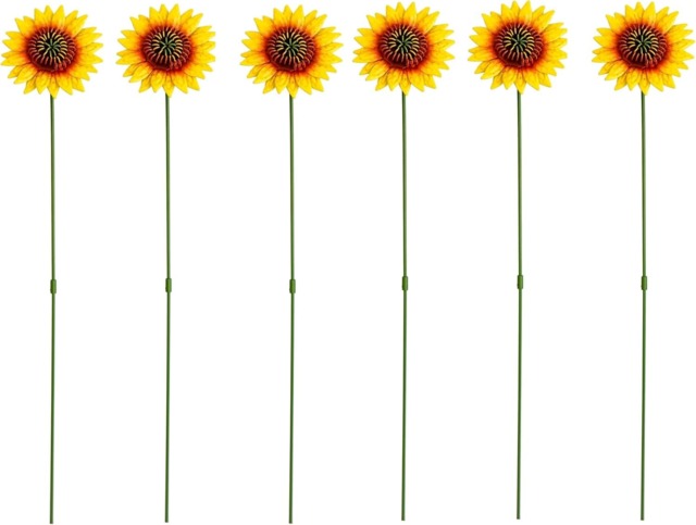 Garden Gear Metal Sunflower Flower Stakes Decorative Ornament, Set of 12