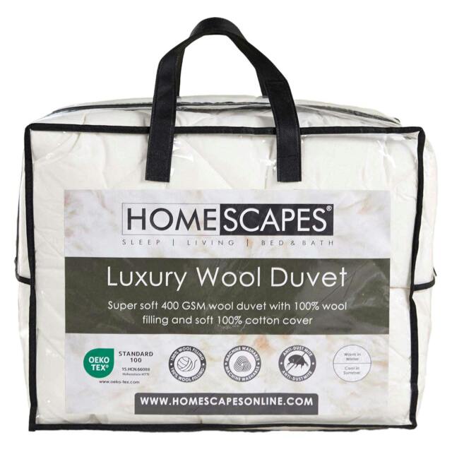 Homescapes Australian Wool 400 GSM Heavy Duvet, Super King White Super King