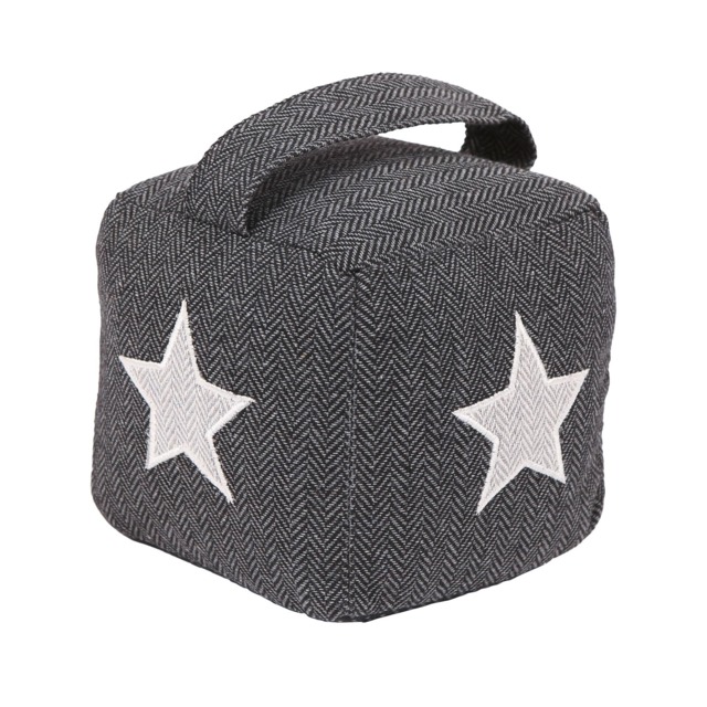 Nicola Spring Fabric Door Stop - Star Indoor Herringbone Decorative Wedge Stopper Interior Weighted Doorstop with Handle