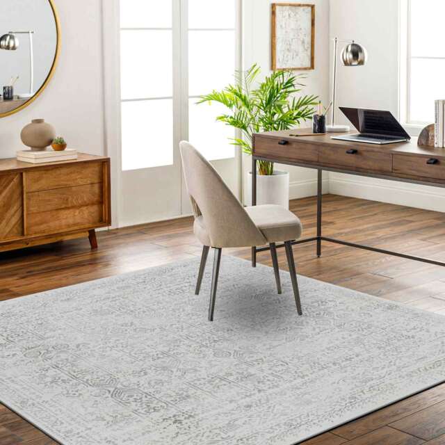 LIVABLISS Roma-Vintage Traditional Boho Square Rug 200 x 200 cm Grey Cream Ivory
