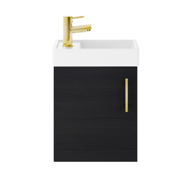 Balterley Wall Hung Vanity Basin 400mm Charcoal & Brushed Brass Handle