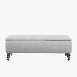 Lisbon Plain 120cm Ottoman Storage Bench - Plush Velvet Shoe Bench - Silver Upholstery Footstool with Storage