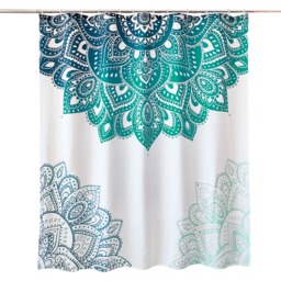 Mandala Polyester Fabric Bathroom Shower Curtain with 12 Hooks - 180x200cm