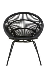 Orsina Black Washed Natural Rattan Chair, Rustless Rattan Chair, Easy Cleaning Rattan Armchair