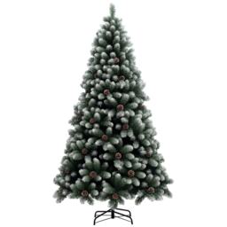 HOMCOM 7ft Artificial Pine Christmas Tree with 1152 Branch Tips and Steel Base, Realistic Hinged Tree with Pinecones, Holiday Decor for Home Office, Green
