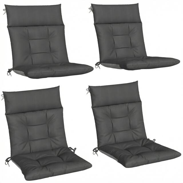 Outsunny Garden Chair Cushions Set of 4, Waterproof Seat Pads Grey Dark Grey 111.5L x 53W x 10D cm