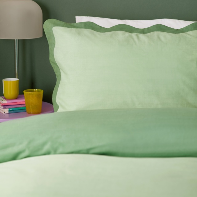 Furn Wiggle Scallop Duvet Cover Set Green Green