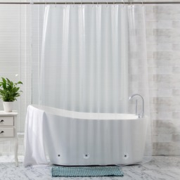PEVA Transparent Bathroom Shower Curtain with 12 Hooks - 180x200cm