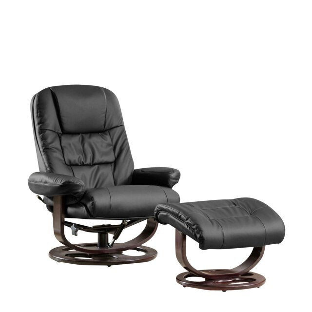 Burdell Swivel Recliner with Massage and Heat Black
