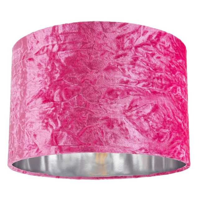 "Modern Pink Crushed Velvet 12"" Table/Pendant Lamp Shade with Shiny Silver Inner"
