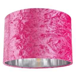 "Modern Pink Crushed Velvet 12"" Table/Pendant Lamp Shade with Shiny Silver Inner"