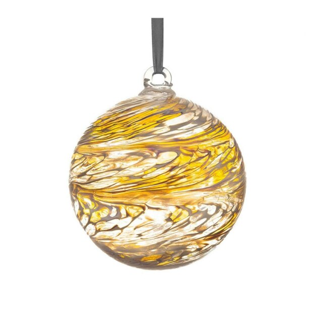 Sienna Glass Hanging Ornament 15cm Friendship Ball - Pastel Gold