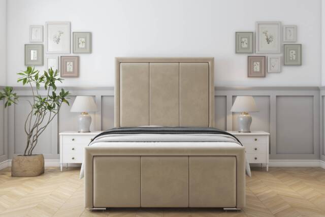 "Sloomy Lancaster Almond Coniston Bed Frame With Mattress With 50"" Upholstered Headboard 3' Single"