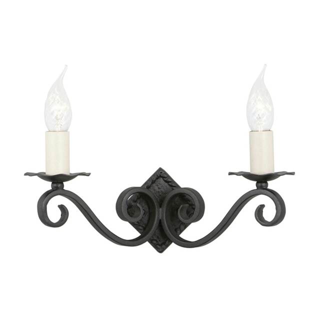 Rectory 2 Light Indoor Candle Wall Light Black, E14