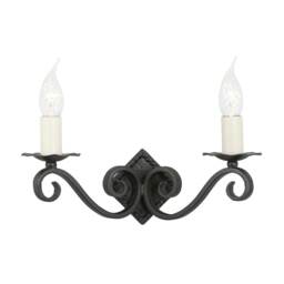 Rectory 2 Light Indoor Candle Wall Light Black, E14