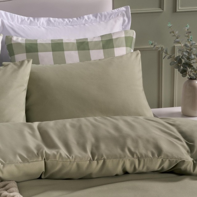 OHS 2 Pack Soft Microfibre Wrinkle Resistant Housewife Pillowcases Green Sage Standard