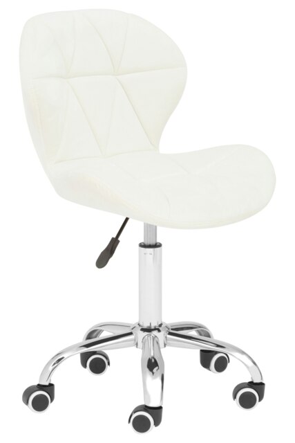 Interiors By Premier Comfortable White Velvet Quilted Home Office Chair, Ergonomic Work From Home Chair, Movable Ergonomic Chair