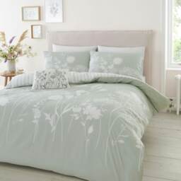 Catherine Lansfield Meadowsweet Floral Reversible Single Duvet Cover Set Green