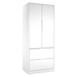 FUJI 2 Door 2 Drawer Minimalist Bedroom Wardrobe Storage & Hanging Rail 180cm Multi White 1