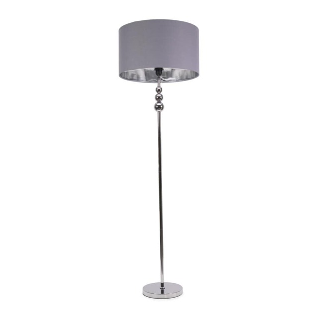 ValueLights Marissa Grey Chrome Shade with Brushed Gold Stacked Ball Floor Lamp