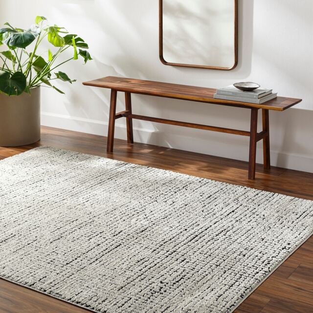 LIVABLISS Freud-Modern High Pile Rug 160 x 213 cm Ivory Black