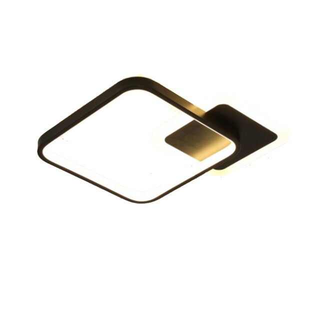 LED Ceiling Lamp Black Square 3 Color Lights Remote Control 45 cm