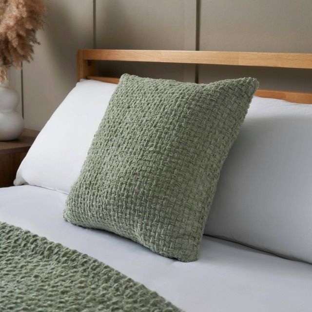 BHS Cross Weave Cushion, Sage Green